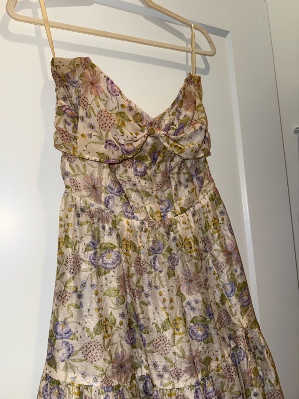 V. Chapman Floral Tiered Wedding Dress in Lavender and Sage